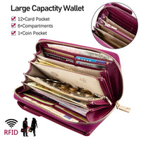 1 x RAW Customer Returns ENONEO Cell Phone Crossbody Bag Women Genuine Leather Wallet with 12 Card Slots and Multiple Compartments Small Shoulder Cell Phone Bag with Zipper Coin Purse and Hand Strap Purple  - RRP €31.52