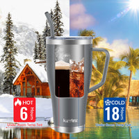 1 x RAW Customer Returns KETIEE thermal mug with straw 850 ml coffee mug to go with 2 lids 30 oz stainless steel insulated mug with handle car mug drinking cup tumbler coffee cup for hot and cold drinks, gray - RRP €20.99