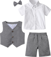 1 x RAW Customer Returns mintgreen Baby Boy Formal Suit Gentleman Outfit Set, Dark Grey, 18-24 Months, 90 - RRP €35.9