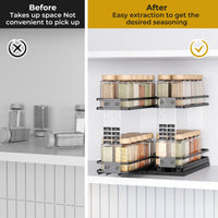 1 x RAW Customer Returns OriwarE Extendable Spice Rack, 2 Tier Sink Cabinet, Kitchen Cabinet, Adjustable Shelf Level, Spice Organizer, L22.4 W20 H27 CM, Acrylic  - RRP €39.66