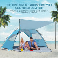 1 x RAW Customer Returns Elegear beach tent for 4-5 people, with extendable sunroof beach tent UV protection 50 with 2 windows, back door with zipper, portable beach tent for family, sun protection beach - RRP €54.99