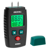 1 x RAW Customer Returns Moisture Meter, ERICKHILL EWM03 Pin Type Wood Moisture Meter with 5 Modes, LCD Display with Green Backlight, Wood and Building Material Mold Detector. - RRP €18.99