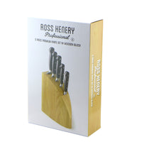 1 x RAW Customer Returns Set of 5 Ross Henery Professional Kitchen Knives in A Space-Saving Wooden Block Premium Stainless Steel Chef s Knives - RRP €83.32