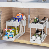 1 x RAW Customer Returns Puricon Under Sink Shelf, 2 Tier Standing Shelf Kitchen Worktop Shelf Organizer, Multifunctional Kitchen Shelf Spice Rack Under Cabinet Shelf Sink Cabinet Shelf -Gray - RRP €21.92