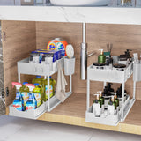 1 x RAW Customer Returns Puricon 2 Set Under Sink Shelf, 2 Tier Standing Shelf Kitchen Worktop Shelf Organizer, Multifunctional Kitchen Shelf Spice Rack Under Cabinet Shelf Sink Cabinet Shelf -Gray - RRP €39.99