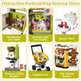 1 x RAW Customer Returns deAO supermarket with shopping cart, cash register, 65 pieces of shop accessories, shop cash register with scanner and sound, shop toys for children aged 3 and over, birthday - RRP €79.99