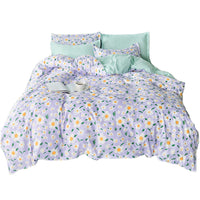 1 x Brand New ED-Lumos Bedding Set, 4 Piece, Duvet Cover, Pillowcase Polyester, Purple, with Flower, 150 x 200 cm - RRP €28.99