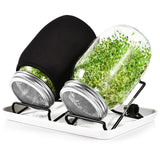 8 x Brand New Sprouting Jar Kit-2 Large Sprouts Growing Kit Wide Mouth Mason Jars with Stainless Steel Sieve Sprout Lids, Blackout Covers, Melamine Tray and Sprout Stand, Seed Sprouting Kit for Growing - RRP €163.2