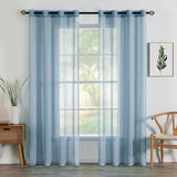 1 x RAW Customer Returns MIULEE Set of 2 Sheer Voile Curtains with Eyelets Transparent Curtain Made of Polyester Eyelet Curtain Transparent Living Room Airy Decorative Curtain for Bedroom 140 X 245 cm W x H Grommet Top, Dusty Blue - RRP €25.79