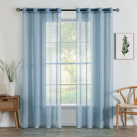 1 x RAW Customer Returns MIULEE Set of 2 Sheer Voile Curtains with Eyelets Transparent Curtain Made of Polyester Eyelet Curtain Transparent Living Room Airy Decorative Curtain for Bedroom 140 x 225 cm W x H , Grommet Top Dusty Blue - RRP €23.17