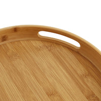 1 x RAW Customer Returns CHEUKYIU Round Bamboo Tray Diameter 30cm Thickness 5cm Bamboo Tray with Handles Round Wooden Tray for Snacks Fruit Coffee Tea Wine Wood - RRP €22.8