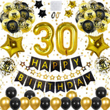 25 x Brand New 30th birthday men decoration, black gold balloons 30th birthday men women with birthday decoration 30 Happy Birthday banner, 30th birthday decoration, gold confetti balloons for 30th birthday decoration - RRP €344.0