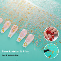 2 x Brand New Amaxiu Nail Stickers Stars 12 Sheets Set, Self-Adhesive Nail Art Stickers Moon Star Sun Nail Art Stickers 3D Nail Art Decals Decorations Nail Design Accessories B  - RRP €40.8