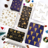 1 x RAW Customer Returns HOWAF Christmas wrapping paper, Christmas paper wrapping paper set, 70x50cm, 10 x large sheets of Christmas wrapping paper for children, blue, black, white, gold, wrapping paper for Christmas - RRP €11.17