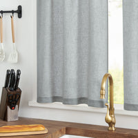 1 x RAW Customer Returns TOPICK sheer curtain linen bistro curtain opaque curtain gauze pair of scarves sheer curtains semi-transparent window curtain for kitchen living room country house set of 2 65W x 60H cm grey - RRP €20.16