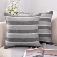 1 x RAW Customer Returns MIULEE Striped cushion covers, cushion cover, linen look, sofa cushion, decorative cushion cover, decorative cushion, decorative couch cushion cover for sofa, office, couch, set of 2, 45 x 45 cm, light grey - RRP €15.86