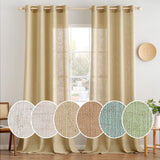 1 x RAW Customer Returns MIULEE Curtains with eyelets voile curtain short modern linen look semi-transparent eyelet curtain for living room children s room room divider set of 2 wheat 215 x 140 cm - RRP €36.49