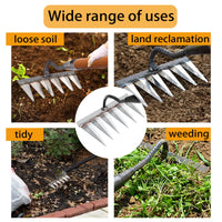 1 x RAW Customer Returns Garden rake, rake garden weed hoe, weed remover device, garden tools, lawn rake digging fork, multifunctional garden tool 6 tooth steel carbon steel, for weeding loosening sowing without stick  - RRP €20.64