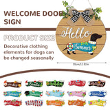 3 x Brand New TuToing welcome sign front door, welcome wreaths wooden sign, door decoration, door wreaths with 15 seasonal ornaments for front door, back door, front door, entrance, living room wall, wood color - RRP €61.2