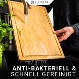 1 x RAW Customer Returns LINFELDT Cutting board Bamboo 100 - 44x30 Antibacterial Incl. Juice groove - solid wooden board - easy-care wooden cutting board with plenty of space for cutting - RRP €16.13