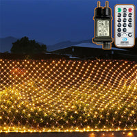 1 x RAW Customer Returns 204 LEDs outdoor net lights, 3M x 2M net fairy lights plug with remote control 8 modes timer, waterproof mesh light curtain, for Christmas tree Christmas party garden indoor decorations, warm white - RRP €21.17