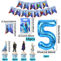 2 x Brand New Naotona Frozen Birthday Decorations 5 Years, Pack of 43 Birthday Party Decorations 5 Years Frozen Decoration Birthday Ice Princess Foil Balloons, Birthday Banner, Cake Decoration for Birthday 5 Years Girls - RRP €22.18