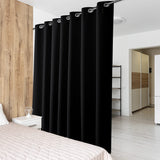 1 x RAW Customer Returns PONY DANCE Extra Wide Curtains Black Opaque Eyelet Curtain 1 Piece Set H 274 x W 254 cm Blackout Curtain Thermal Curtain Cold Protection Energy Saving Room Divider Curtain Opaque - RRP €56.95