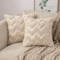 1 x RAW Customer Returns MIULEE Set of 2 Wool Cushion Covers Decorative Cushion Polyester Sofa Cushion Soft Couch Cushion Cover Decorative Cushion Cover Hidden Zip for Living Room Bedroom Beige 45 x 45 cm - RRP €15.12