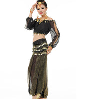 1 x RAW Customer Returns Astage Women Belly Dance Suit Costume Active Wear Waist Belt Sets Black - RRP €31.25