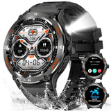 1 x RAW Customer Returns Marsyu Smartwatch Men Military with Phone Function with LED Flashlight Compass, 500 mAh Long Battery Life 1.53 Outdoor Sports Watch with 24H Heart Rate Monitor 3ATM Waterproof Fitness Watch Black  - RRP €44.26