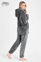 1 x RAW Customer Returns Women s Long Fluffy Warm Winter Fleece Pajamas Women s Leisure Suit Cuddly M, Light Blue  - RRP €21.14