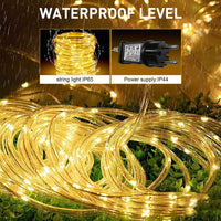 1 x RAW Customer Returns Auting 10M LED rope lights, 100 LEDs, outdoor fairy lights, warm white for indoor, outdoor, party, wedding, Christmas, decorative light, warm white with remote control and timer, 8 modes and brightness dimmable - RRP €19.99