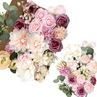 1 x RAW Customer Returns OrgMemory Silk Flowers, Artificial Flower Bouquet, Flower Combo Box, with Stems for DIY Floral Arrangements, Wedding Party Home Baby Shower Decor Champagne Dusky Pink  - RRP €23.99