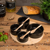 1 x RAW Customer Returns Moritz Moritz 9 pcs. Serving bowl set black including bamboo spoon - ceramic bowl set as tapas bowls, dip bowls, snack bowls and dessert bowls - RRP €20.16