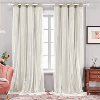 1 x RAW Customer Returns Deconovo Modern Blackout Curtains with Voile 290 Height for Children s Bedroom, Elegant Interior Curtains with Eyelets 2 Pieces, 140x290 CM Dark Beige - RRP €44.78