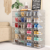 1 x RAW Customer Returns ybaymy Shoe Boxes Stackable Transparent Set of 6 Shoe Boxes Plastic Shoe Box Shoe Organizer Plastic Box Shoe Storage for Shoes up to Size 46, 35 x 27 x 19 cm - RRP €50.4