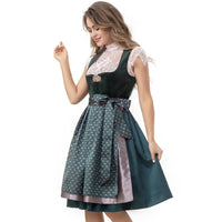 1 x RAW Customer Returns Kelliar Women s Dirndl Midi With Traditional Buckle Double Layer Designer Dirndl Dress Suede Traditional Dress for Oktoberfest Carnival, Green, 60cm Size 38 - RRP €149.0