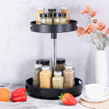 1 x Brand New sourcing map Lazy Susan Organizer 2 Tier Metal Steel Turntable Rotating Spice Rack Organizer with Turntable Height Adjustable for Pantry Cabinet Cupboard Table Black - RRP €40.99