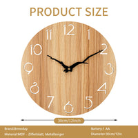 1 x RAW Customer Returns Brmeday wooden wall clock, 30 cm 12 inch large wall clock, wall clock without ticking noises, modern wall clocks, wall decoration wall clock for living room, bedroom, kitchen clock, children s clock - RRP €28.99