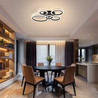 1 x RAW Customer Returns Qamra Modern LED Ceiling Light, 55W Dimmable Remote Control Ceiling Lamp, 5 Rings Black Living Room Lamp, 3000K-6500K Ceiling Lights, Lamp for Office, Bedroom, Dining Room, Foyer 60CM  - RRP €99.82