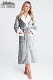 1 x RAW Customer Returns CityComfort Women s Winter Robe, Women s Fleece Lined House Robe Dark Grey White, M  - RRP €31.99