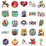 3 x Brand New Qpout 98 Pieces Paris Olympics Stickers, Olympics Stickers, Sports Stickers for Water Bottles Laptop Scrapbooking - RRP €61.2