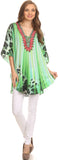 1 x Brand New Sakkas KF2020768AT - Balloon Top Tallulah Large Circle Blouse Poncho Top with Tie Neck Enclosure with Beading - Bright Green Multi - OS - RRP €51.99