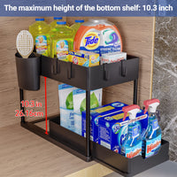 1 x RAW Customer Returns Puricon 3 Pack Extendable Under Sink Shelf, 2 Tier Standing Shelf Kitchen Worktop Shelf Organizer, Multifunctional Storage Rack Kitchen Shelf Under Cabinet Shelf Sink Cabinet Shelf - Black - RRP €39.13