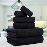 1 x RAW Customer Returns Casa Copenhagen Popcorn 6 Piece Towel Set - Black 600gsm 2 Bath Towels, 2 Hand Towels, 2 Wash Cloths Made from Soft Egyptian Cotton for Bathroom, Kitchen and Shower - RRP €45.65