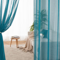 1 x RAW Customer Returns MIULEE Voile with Eyelets Curtain Sheer Transparent Made of Voile Polyester Eyelet Curtain Transparent Living Room Airy Decorative Curtain for Bedroom Set of 2 140 X 245 cm W x H , Grommet Top Blue - RRP €30.49