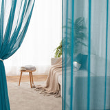 1 x RAW Customer Returns MIULEE Voile with Eyelets Curtain Sheer Transparent Made of Voile Polyester Eyelet Curtain Transparent Living Room Airy Decorative Curtain for Bedroom Set of 2 140 X 245 cm W x H , Grommet Top Blue - RRP €30.49