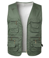 1 x RAW Customer Returns KTWOLEN Men s Outdoor Vest Winter Vest Fleece Vest Leisure Hunting Vests Trekking Hiking Vest Sleeveless Fleece Jacket Warm Fishing Vest with 12 Pockets, Green, XL - RRP €24.19