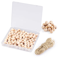 24 x Brand New Wiz n Wick 16mm wooden beads natural 100 pieces with 10m long jute cord - an additional bead threader supplied and sorting box - wooden balls with hole perfect for macrame - RRP €253.2