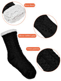 1 x RAW Customer Returns Boao 2 Pairs Women Warm Slipper Socks Christmas Fuzzy Socks Fleece Lined Non-Slip Slipper Socks Black and Coffee  - RRP €18.47